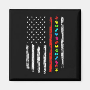 Autismus Aufklärung 4. Juli Thin Red Line Feuerweh Magnet
