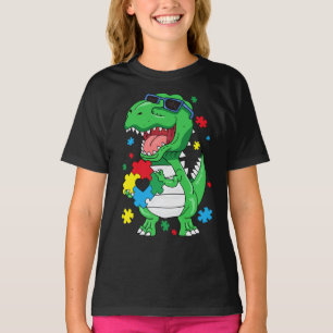 Autismus Aufmerksamkeit T Rex Dinosaurier Puzzle P T-Shirt