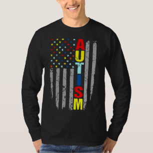 Autismus Awareness American Flag Puzzle Piece T-Shirt