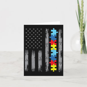 Autismus Awareness American Flag Shirt, Autistic U Karte