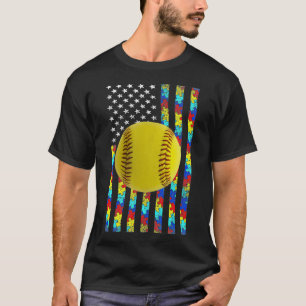 Autismus Awareness American Flag Softball T-Shirt