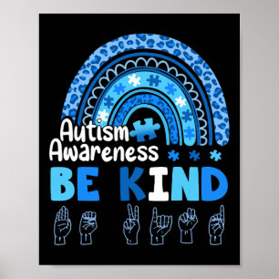 Autismus Awareness Be gül ASL Hand Sign Language Poster