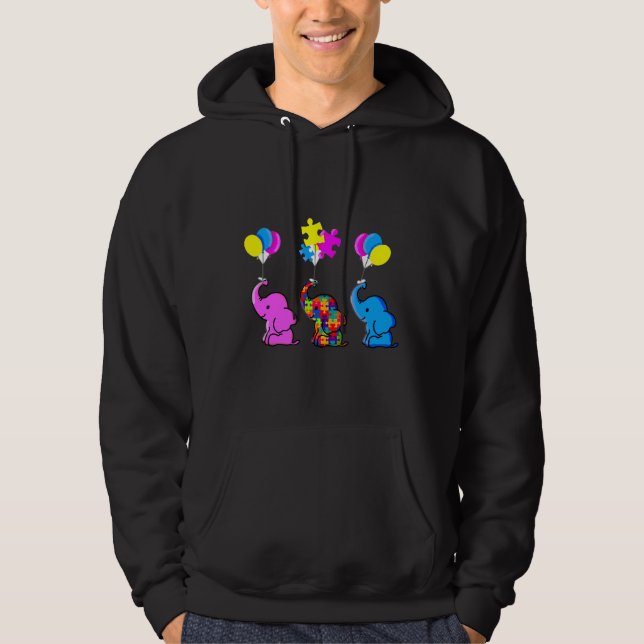 Autismus Awareness Blue Elephant Hoodie (Vorderseite)