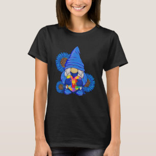 Autismus Awareness Blue Gnome mit Leopard Sonnenbl T-Shirt