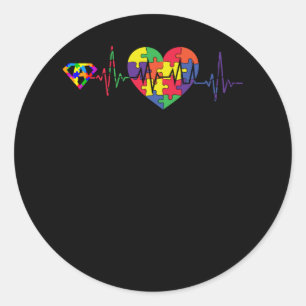 Autismus Awareness Blue Ribbon Herz Beat Liebe Runder Aufkleber