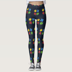 Autismus Awareness Blue Yellow Red Green Puzzles Leggings