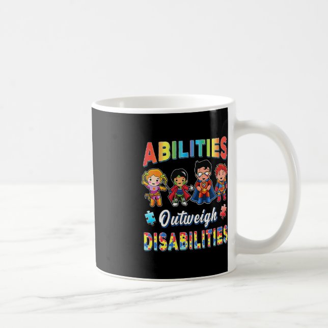 Autismus Awareness Boy Abilities überwiegen Behind Kaffeetasse (Rechts)