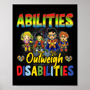 Autismus Awareness Boy Abilities überwiegen Behind Poster