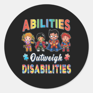 Autismus Awareness Boy Abilities überwiegen Behind Runder Aufkleber