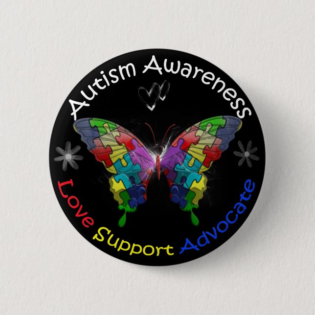 Autismus Awareness Butterfly Button (Vorderseite)