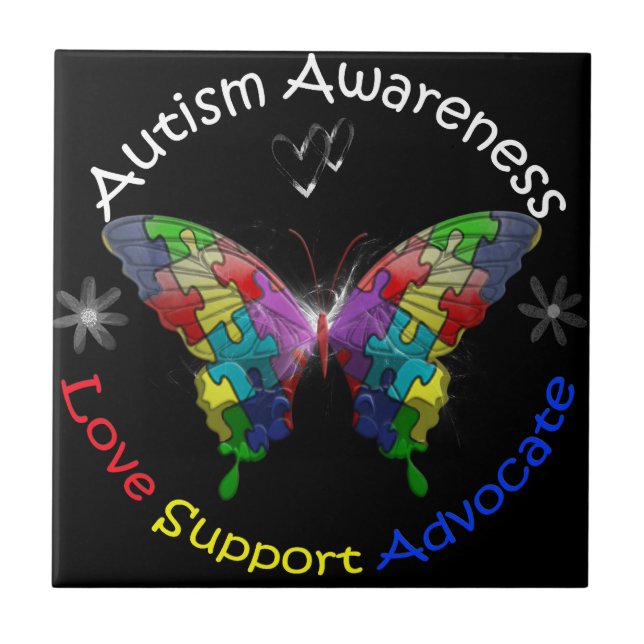 Autismus Awareness Butterfly Fliese (Vorderseite)