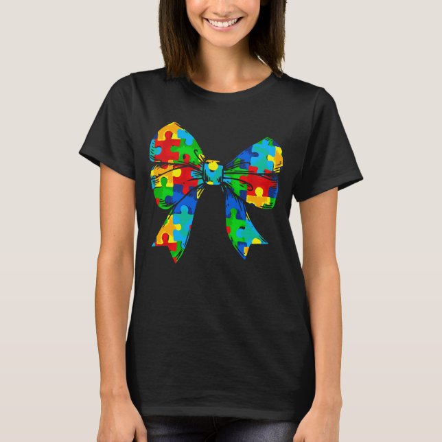 Autismus Awareness Coquette Bow T-Shirt (Vorderseite)