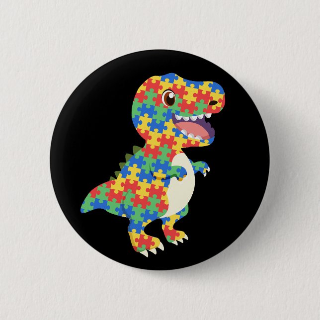 Autismus Awareness Dinosaurier Button (Vorderseite)
