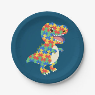 Autismus Awareness Dinosaurier Pappteller