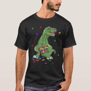 Autismus Awareness Dinosaurier Rex Heart Puzzle T-Shirt
