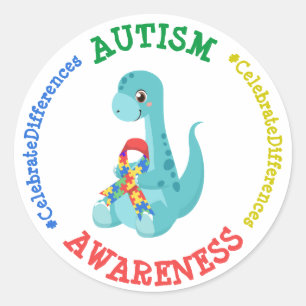 Autismus Awareness Dinosaurier Runder Aufkleber