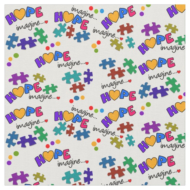 Autismus Awareness Hope & Imaging Stoff (Nahaufnahme)