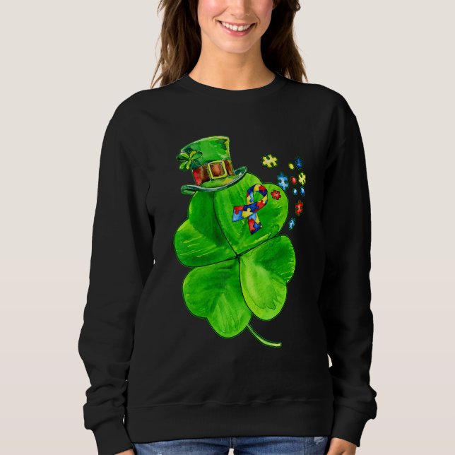 Autismus Awareness Kleeblatt St Patrick's Day Puzz Sweatshirt (Vorderseite)
