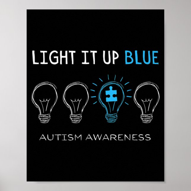 Autismus Awareness Light It Up Blue Premium T - Sh Poster (Vorne)