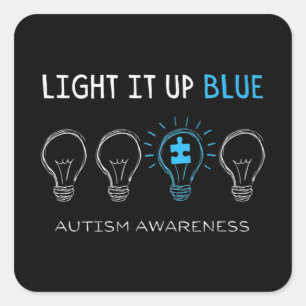 Autismus Awareness Light It Up Blue Premium T - Sh Quadratischer Aufkleber