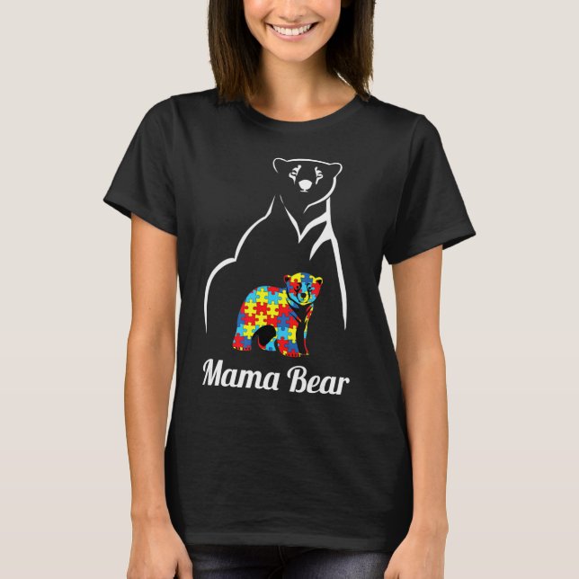 Autismus Awareness Mama Bear Mama T-Shirt (Vorderseite)
