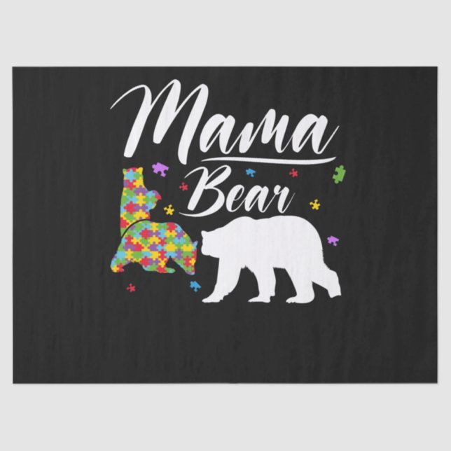 Autismus Awareness Mama Bear Seidenpapier (Vorderseite)