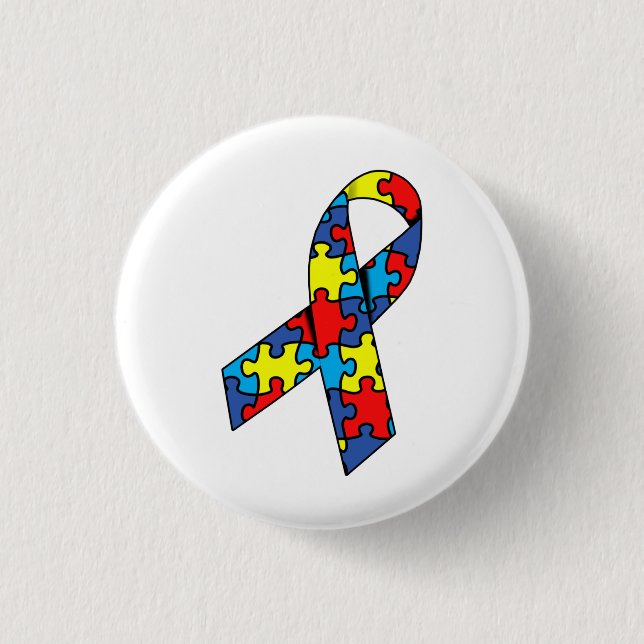 Autismus Awareness Ribbon Button (Vorderseite)