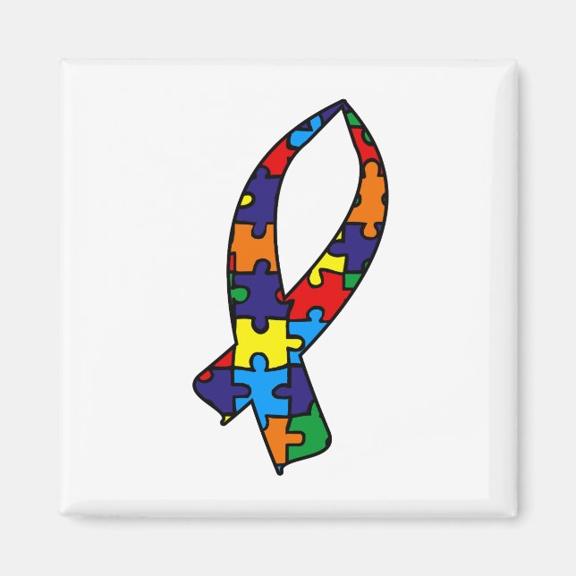Autismus Awareness Ribbon Magnet (Vorne)