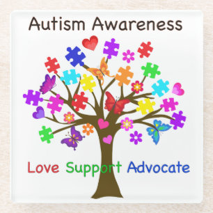 Autismus Awareness Tree Glasuntersetzer