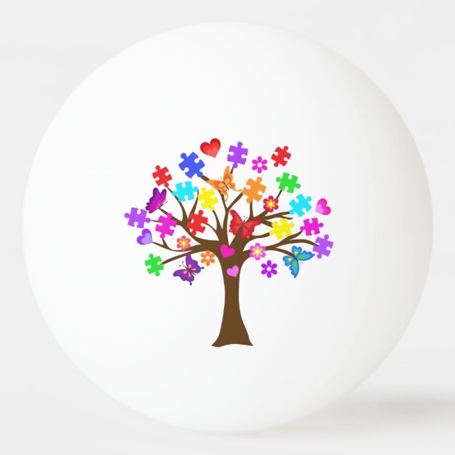 Autismus Awareness Tree Tischtennisball (Vorderseite)