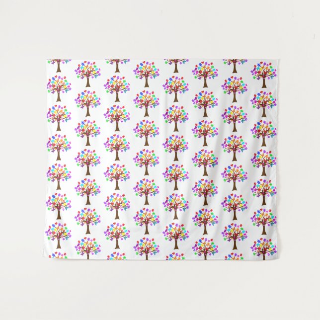 Autismus Awareness Tree Wandteppich (Vorderseite (Horizontal))
