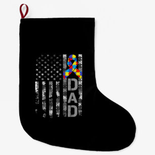 Autismus Awareness Vater USA Flag Tag Großer Weihnachtsstrumpf