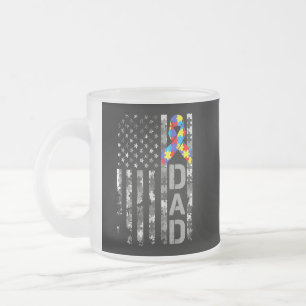 Autismus Awareness Vater USA Flag Tag Mattglastasse