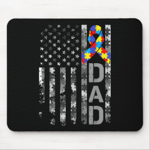 Autismus Awareness Vater USA Flag Tag Mousepad