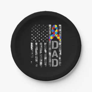 Autismus Awareness Vater USA Flag Tag Pappteller