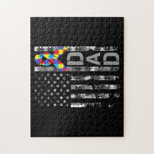 Autismus Awareness Vater USA Flag Tag Puzzle (Vertikal)