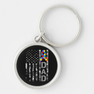 Autismus Awareness Vater USA Flag Tag Schlüsselanhänger