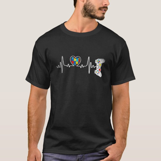 Autismus Awareness Video Game Controller Puzzle He T-Shirt (Vorderseite)