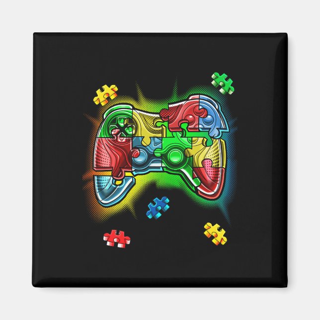 Autismus Awareness Video Game Controller Puzzle Pi Magnet (Vorne)