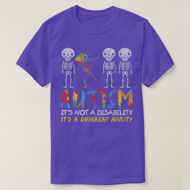 Autismus Awerness Skeleton Dabbing Autistisch  T-Shirt (Design vorne)