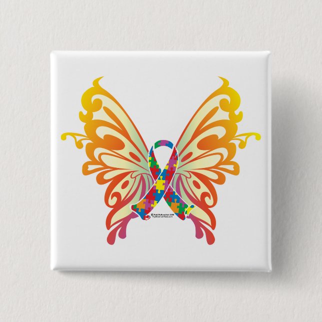 Autismus-Band-Schmetterling Button (Vorderseite)