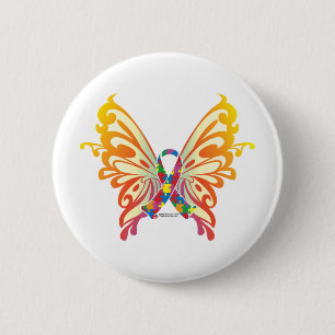 Autismus-Band-Schmetterling Button