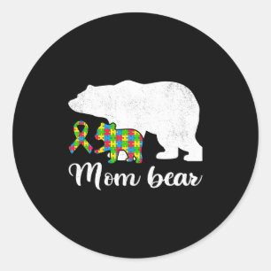 Autismus-Bär-Mama Lustig Frauen Autismus-Bewusstse Runder Aufkleber