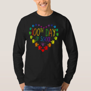 Autismus Bewusstsein 100. Tag Schule Lehrer Herz P T-Shirt