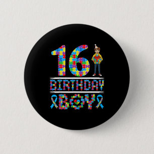 Autismus-Bewusstsein 16. Geburtstag Junge Puzzlete Button