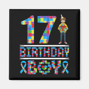 Autismus-Bewusstsein 17. Geburtstag Junge Puzzlete Magnet