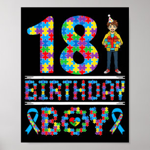 Autismus-Bewusstsein 18. Geburtstag Junge Puzzlete Poster