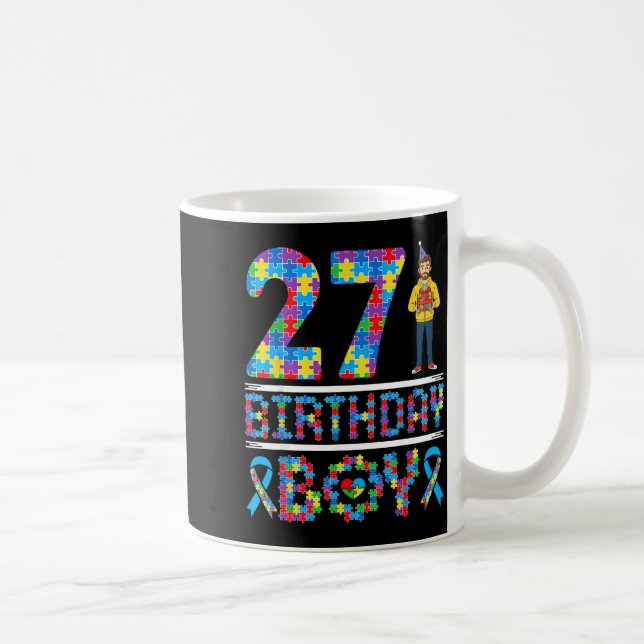 Autismus-Bewusstsein 27. Geburtstag Junge Puzzlete Kaffeetasse (Rechts)