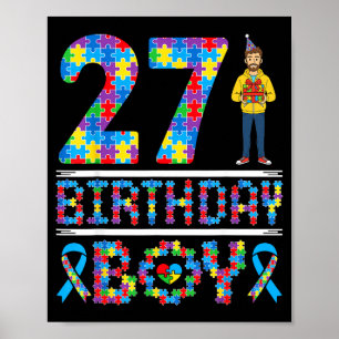 Autismus-Bewusstsein 27. Geburtstag Junge Puzzlete Poster