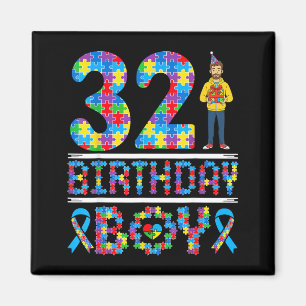 Autismus-Bewusstsein 32. Geburtstag Junge Puzzlete Magnet